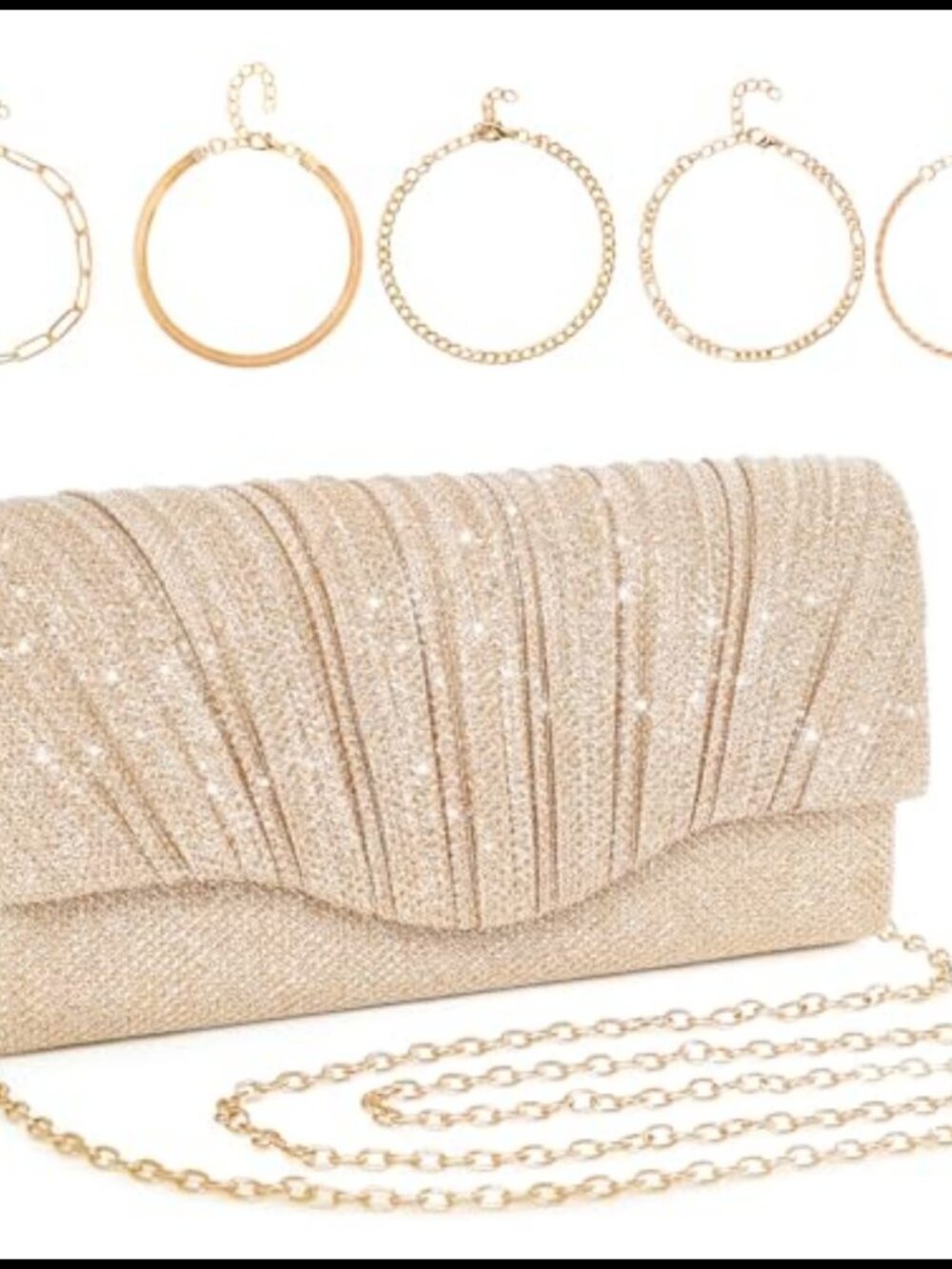 Sequin Evening Clutch Purse Detachable Chain Crossbody Formal Wedding Bag